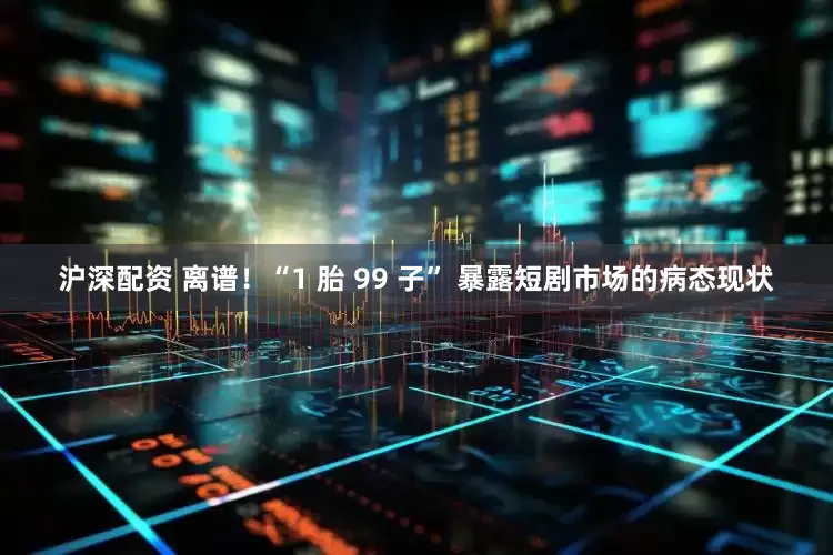 沪深配资 离谱！“1 胎 99 子” 暴露短剧市场的病态现状