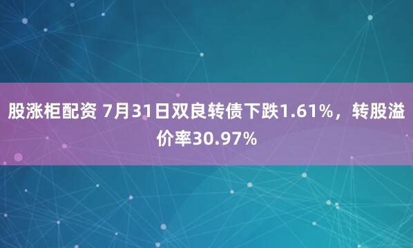 股涨柜配资 7月31日双良转债下跌1.61%，转股溢价率30.97%